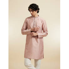 Diwas by Manyavar Pink Art Silk Embroidery Kurtas for Men