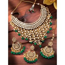 Peora Brass Green Choker Designer Gold Plated Necklaces Set For Women (PF25N1177G)