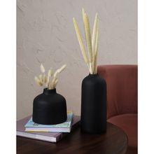 PUREZENTO Black Decorative Vases for Home Centre Table Flowers Pot Bedroom Side Corners (Set of 2)