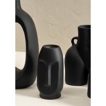 PUREZENTO Black 6 Inch Decorative Vase for Home Centre Table Flowers Pot Bedroom Side Corners