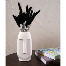 PUREZENTO White 6 Inch Decorative Vase for Home Centre Table Flowers Pot Bedroom Side Corners