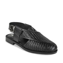 Imperio Men Black Textured Leather Sandals