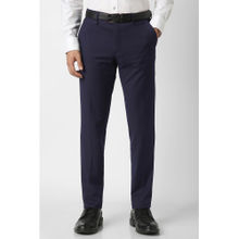Van Heusen Men Purple Textured Polyester Blend Formal Trouser