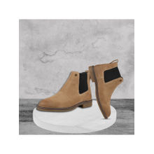EZOK Men Casual Leather Chelsea Boots Tan