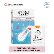Plush XXL Sanitary Pads for Complete Protection,with Disposable Pouches-10 Pcs+2 Free Panty Liners