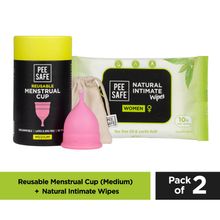 Pee Safe Combo of Menstrual Cup (Small) with Intimate Wipes (Pack of 10 Wipes)