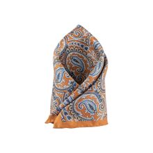 The Tie Hub Brown Paisley With Navy Blue Flower Reversible Silk Pocket Square