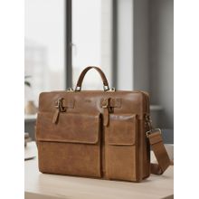 Sassora Genuine Leather Fits 16 Inch Laptop Office Bag For Men And Women (L)
