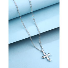 VIRAASI Unisex Silver-Plated Jesus Cross Pendant with Chain Necklace