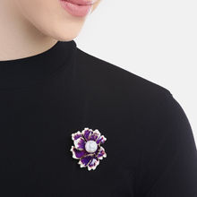YouBella Women Purple White Beaded Floral Statement Brooch