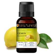Soulflower Lemon Essential Oil with Vitamin C for Skin & Hair Detox, Fresh Aroma, Home Diffuser Oil