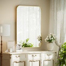 The Artment Streamline Rectangle Wall Mirror Gold 84 Cm