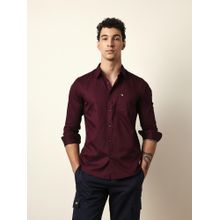 THE BEAR HOUSE Mens Maroon Casual Modern Fit Shirt