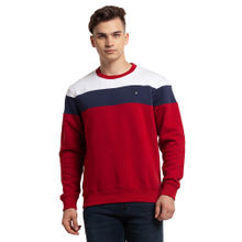 ColorPlus Tailored Fit Striped Medium Red Sweatshirt
