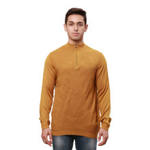 Park Avenue Regular Fit Solid Medium Yellow Sweater
