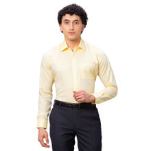 Park Avenue Regular Fit Self Design Light Yellow Shirt