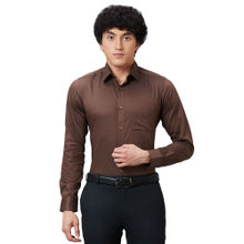 Raymond Slim Fit Self Design Dark Brown Shirt