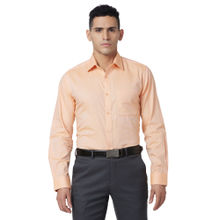 Raymond Slim Fit Solid Medium Orange Shirt