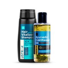 Ustraa Hair Vitalizer Shampoo & Ayurvedic Cold Pressed Oil Combo