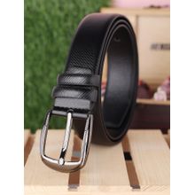 ZEVORA Men Black Textured Formal Belt