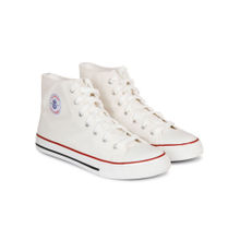 MOZAFIA Men White Round Toe Lace Ups Sneakers