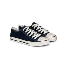 MOZAFIA Men Navy Blue Round Toe Lace Ups Sneakers