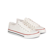 MOZAFIA Men White Round Toe Lace Ups Sneakers
