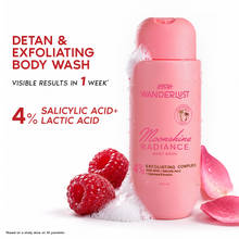 Nykaa Wanderlust Moonshine Radiance De-Tan & Exfoliating Body Wash, 4% Aha & Bha, Raspberry Rose