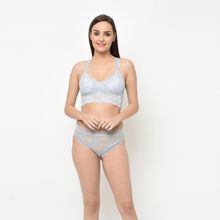 Da Intimo Smooth Lace Cage Bralette Set - Grey