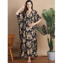 Secret Wish Black & Gold Floral Rayon Maternity Kaftan