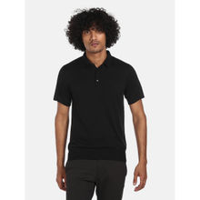 Arrow Newyork Men Black Short Sleeve Solid Polo Shirt