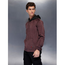 WROGN Velvet-Finish Check Hoodie Sweatshirt