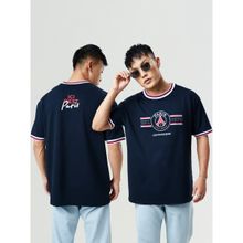 The Souled Store Psg Match Day Oversized Navy Blue T-Shirt for Men
