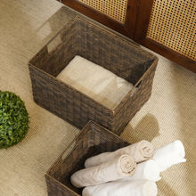 Pure Home + Living Set of 2 Brown Resin Wicker Utility Baskets