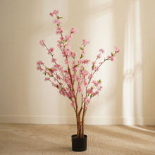 Pure Home + Living Pink Faux Flower Plant with Pot