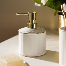 Pure Home + Living White Ribbed Porcelain Soap Dispenser