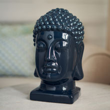 Pure Home + Living Dark Blue Ceramic Buddha Head with Base (L)
