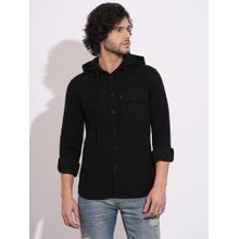 Being Human Men Black Hooded Full Sleeves Shirt