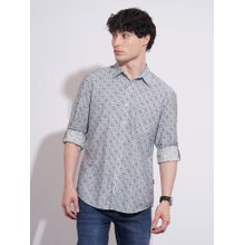 Being Human Men Grey Geometric Spread Collar Shirt