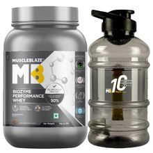 MuscleBlaze Biozyme Performance Whey Protein (Rich Chocolate) With Gallon Bottle Combo Pack