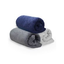 Heelium Bamboo Hand Towel, Soft, Absorbent & Odour Free, 65x40cm, 3 Pcs, Light Grey, Blue, Grey