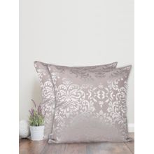 Sivya by Home Silver Damask Self Design Cushion Covers (Pack of 2)