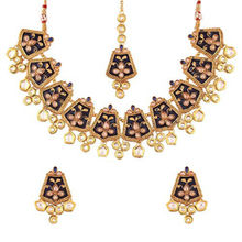 Peora Gold Plated Meena Work Traditinal Ethnic Necklace Earring Maang Tikka Jewellery (PF37NML134BL)