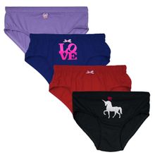 D'chica Assorted Colors And Prints Girls Panties (Pack of 4) - Multi-Color