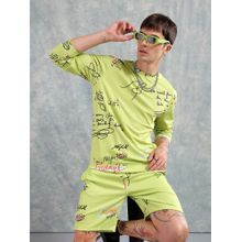 The Indian Garage Co Yellow Printed Regular Fit Sweatshirt and Shorts (Set of 2)