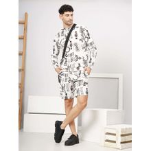 The Indian Garage Co White Printed Regular Fit Sweatshirt and Shorts (Set of 2)