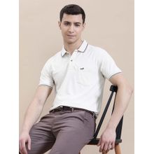 Crocodile White Solid/Plain Regular Fit Polo T-Shirt