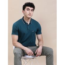 Crocodile Teal Solid/Plain Regular Fit Polo T-Shirt