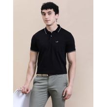 Crocodile Black Solid/Plain Regular Fit Polo T-Shirt