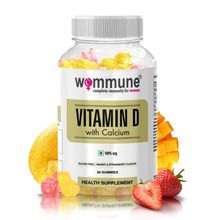 Wommune Calcium And Vitamin D3 Gummies - Build Strong Bones & Muscles - Mango & Strawberry Flavour